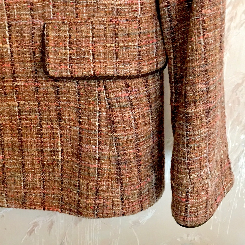 Linda Allard EllenTracy Golden Brown Tweed Blazer 12/14 - Picture 5 of 15
